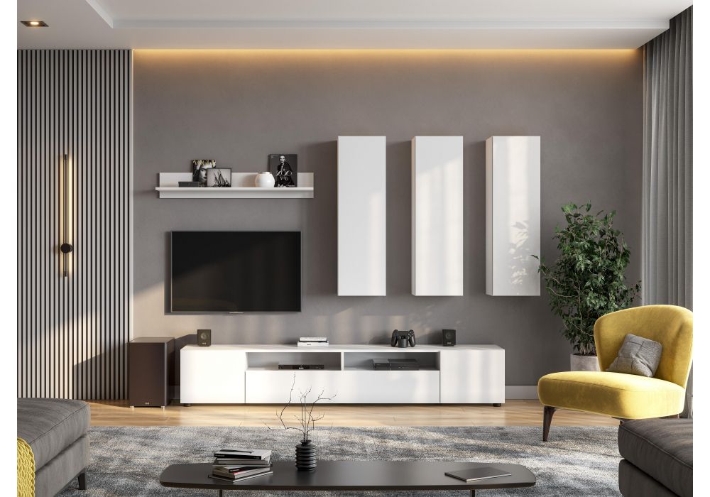 Модульная гостиная Валенсия комплектация 1 белый текстурный