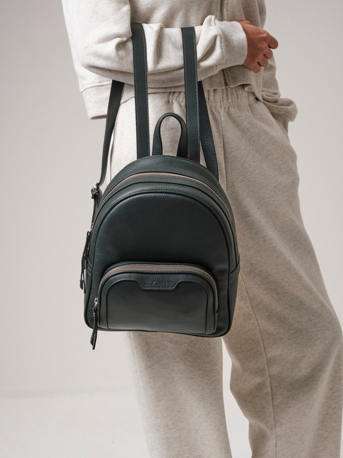 Рюкзак кожаный темно-зеленый