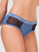 Оригинальные женские трусики-бриф в спортивном стиле (Размер: XL) (Цвет: черный с синим)