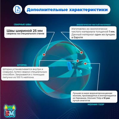 Аттракцион Водный шар ПВХ «Солнечный луч» 2*2*2 м