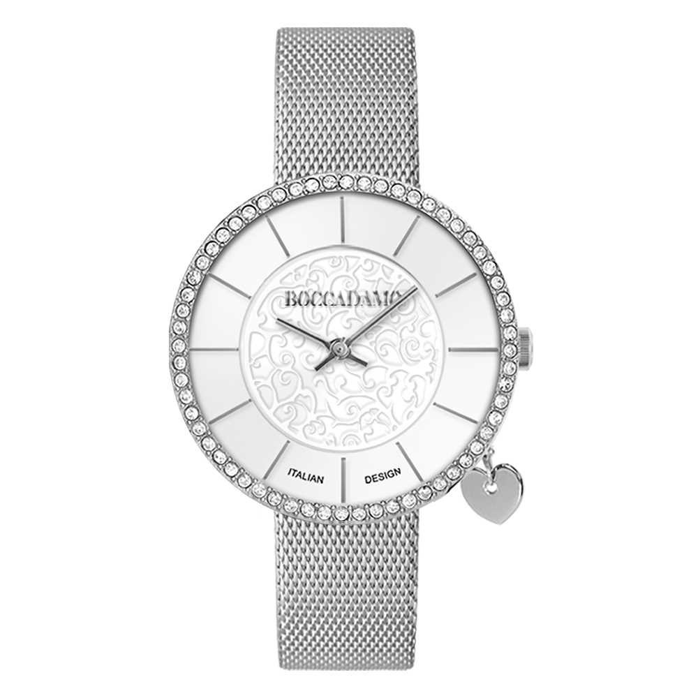 Часы Boccadamo Mya33 Silver White MX009 BW/S с минеральным стеклом, кристаллами Swarovski