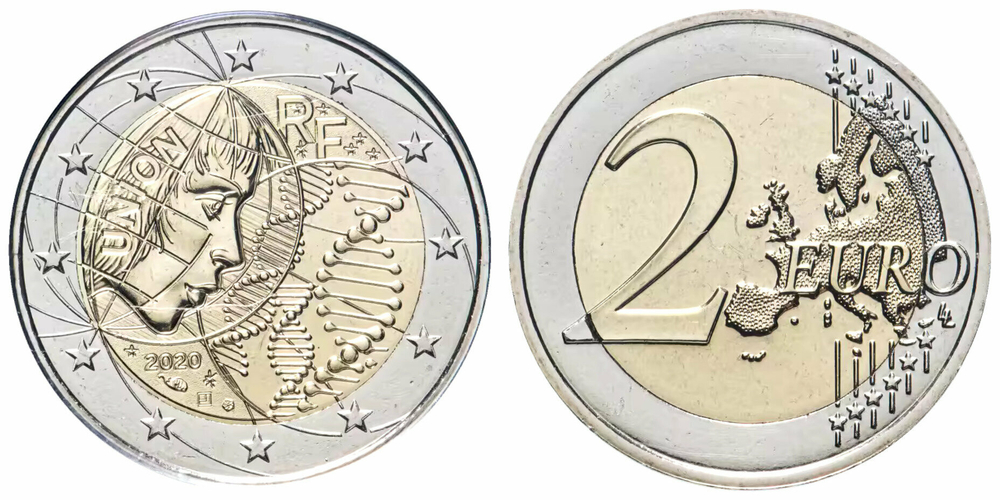 Франция 2 евро, 2020 Медицинские исследования UNC