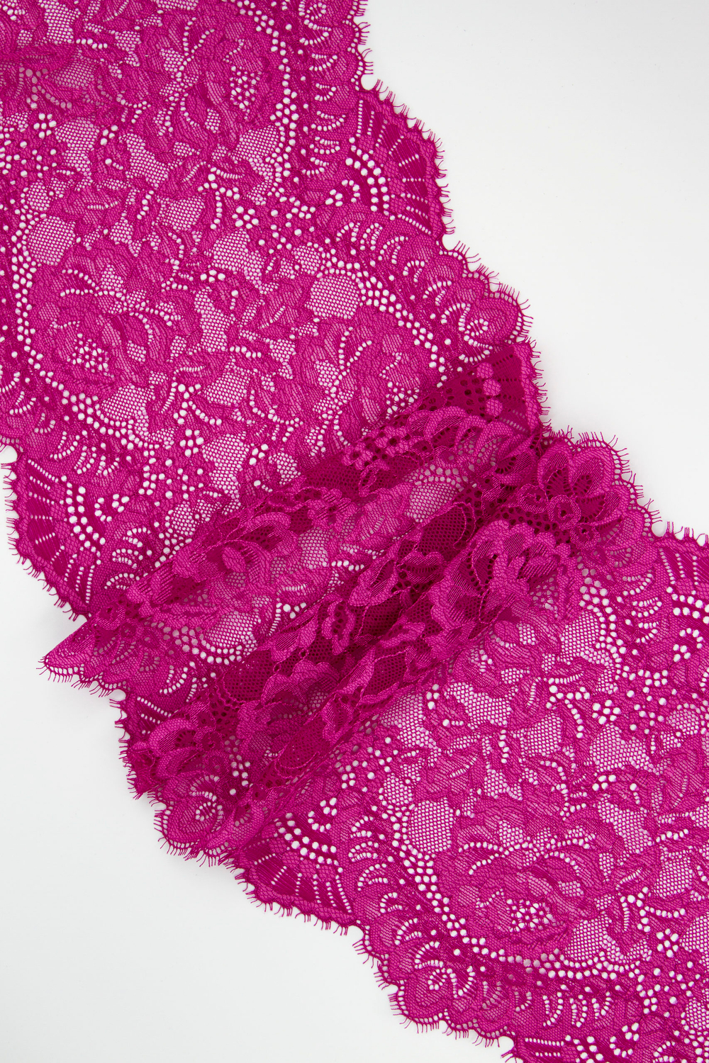 Кружево шантильи фуксия эластичное ширина 23 см ОТРЕЗ 0,65 м