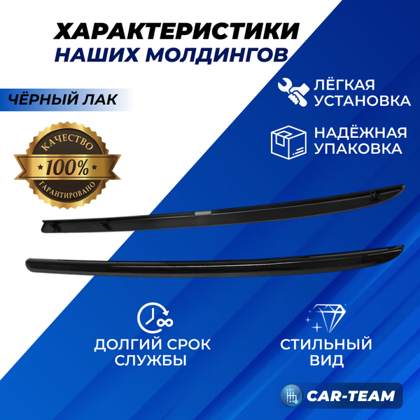 Молдинги салона на двери и на панель Лада Приора, черный лак (аналог)