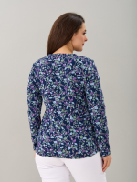 Лонгслив ЛНкл-080/синий-листьярозочка