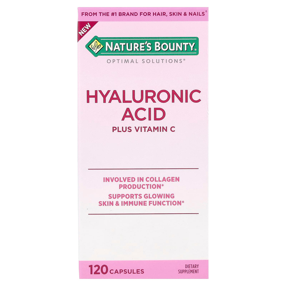 Nature's Bounty, Optimal Solutions®, гиалуроновая кислота и витамин C, 120 капсул