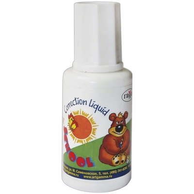 Корректирующая жидкость 20мл. 27гр. с кисточкой "Школьник" (Гамма)