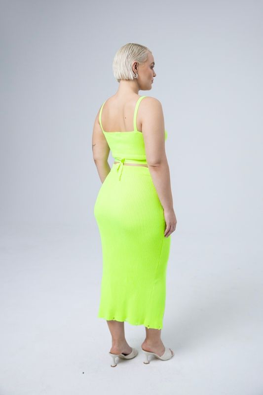 Юбка с рваными краями, желтый неон