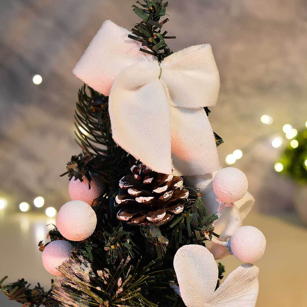 Елка настольная 20см в корзине с белыми украшениями, Z-23A13N/12