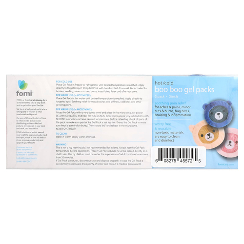 FOMI, Hot/Cold Boo Boo, гелевые компрессы, мишки, 3 шт.