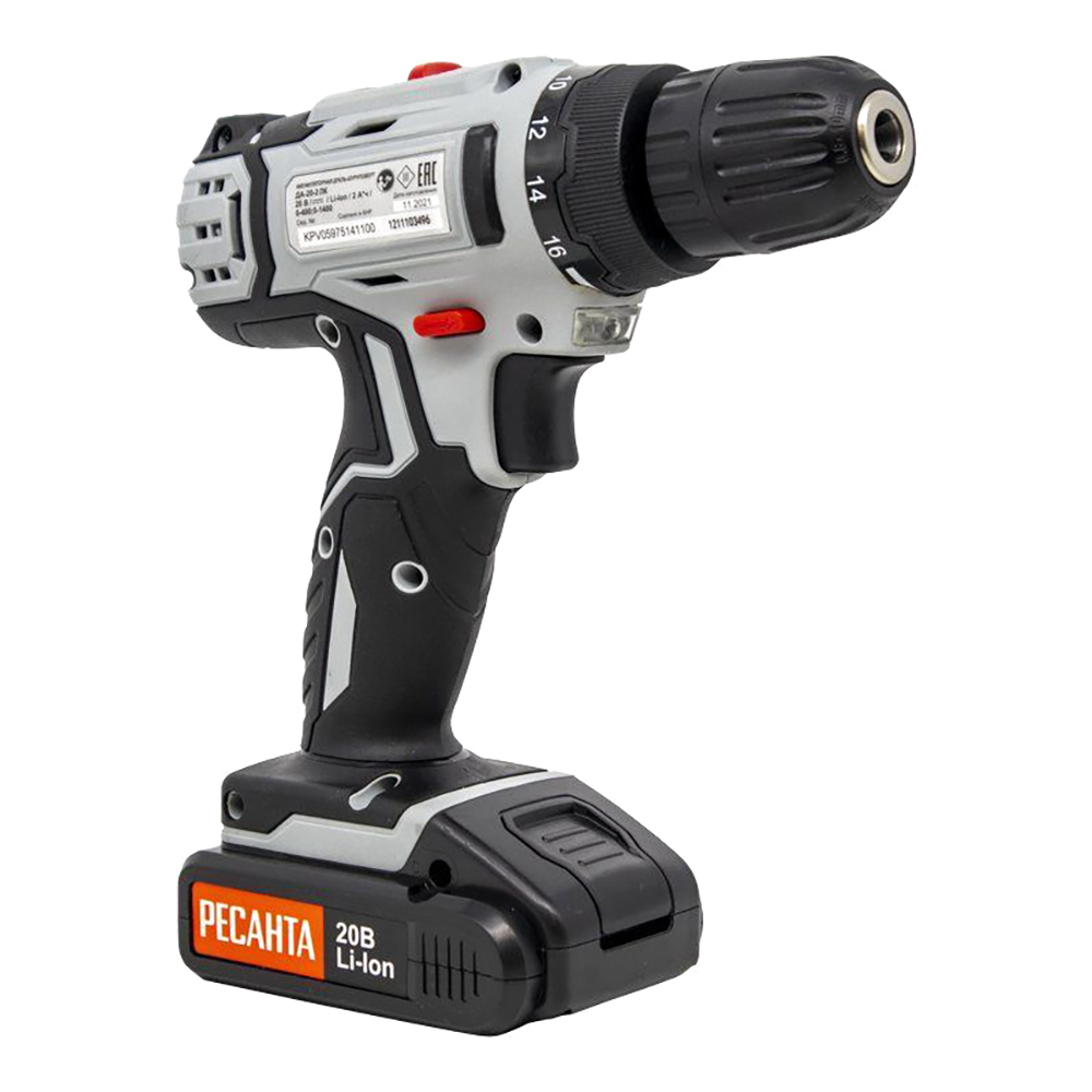 Дрель-шуруповерт аккумуляторная Ресанта ДА-20-2ЛК