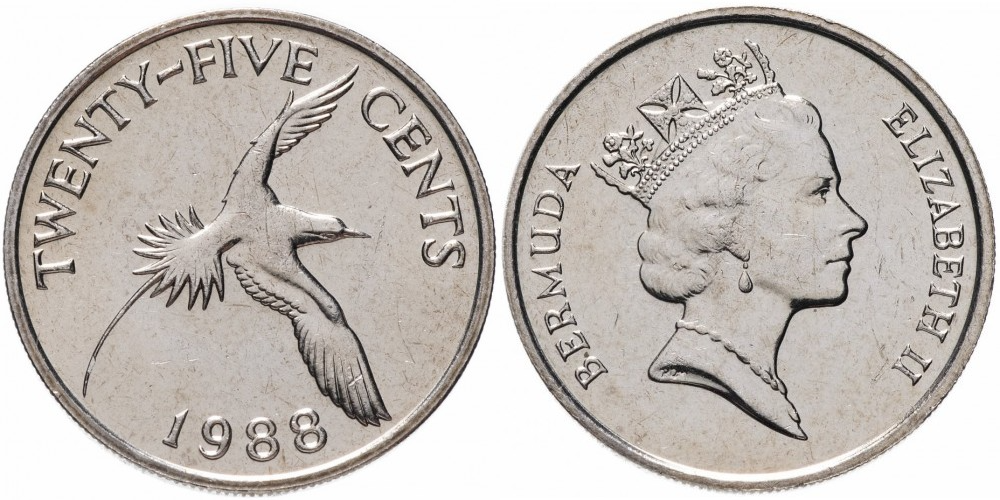 Бермуды 25 центов, 1986 - 1998 Фаэтон XF