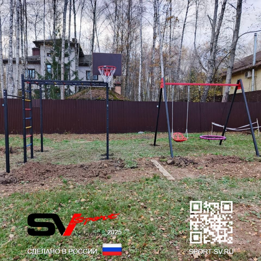 Монтаж уличной шведской стенки Sv Sport Рукоход (6 вертикальных столбов)