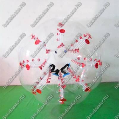 Бампербол «Прозрачный» с красными держателями, ПВХ, диаметр 1 м