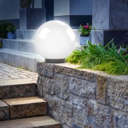 Садово-парковый светильник ЭРА НТУ 02-60-201 шар опаловый призма на опору / кронштейн IP44 Е27 max60Вт d200mm | Садово-парковые светильники