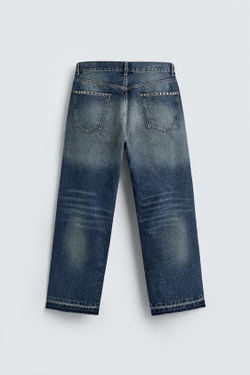 ZARA ДЖИНСЫ СВОБОДНОГО КРОЯ С ЗАКЛЕПКАМИ, СИНИЙ
