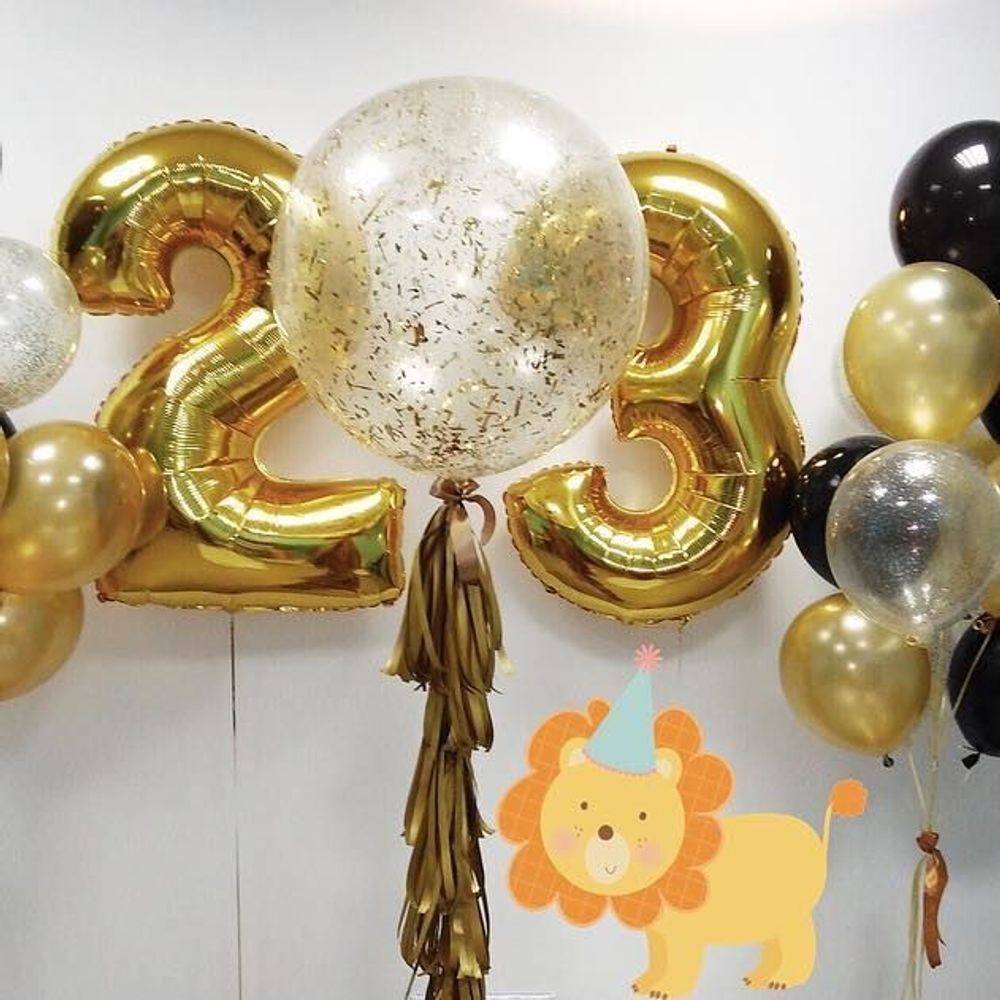 Шар (40"/102 см) Цифра, 2, Золото, в упаковке
