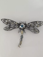 Брошь "Стрекоза античное серебро"