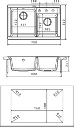 Кухонная мойка Florentina КАССИ 780 схема