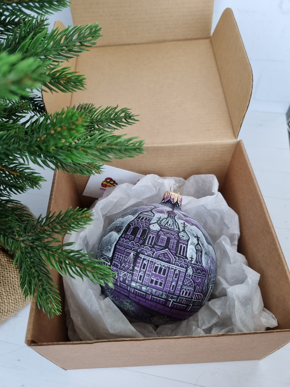 Шар стеклянный "Спас на крови",  ручная роспись