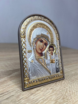 Казанская БМ, икона арочная, пластик коричневый 80х115