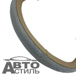 Оплетка на руль круглая Coolpart DIAMOND 50  (37*38) к/з бежевый/белый СТРАЗЫ A268BG-WT