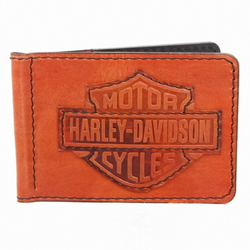 Зажим для денег с нашивкой Harley Davidson (коричневый ) (2)
