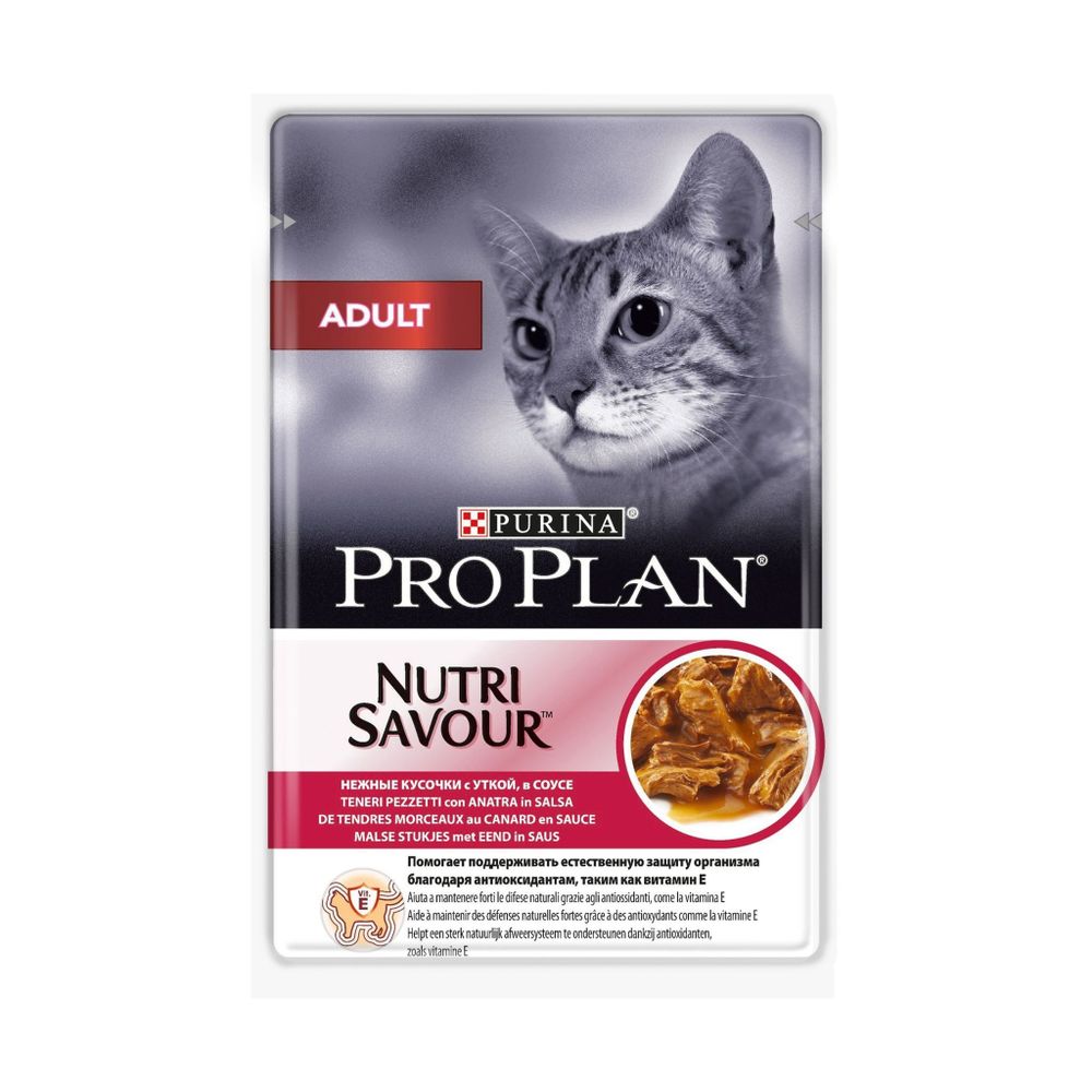 Влажный корм Pro Plan Adult для взрослых кошек, утка в соусе, 85 г