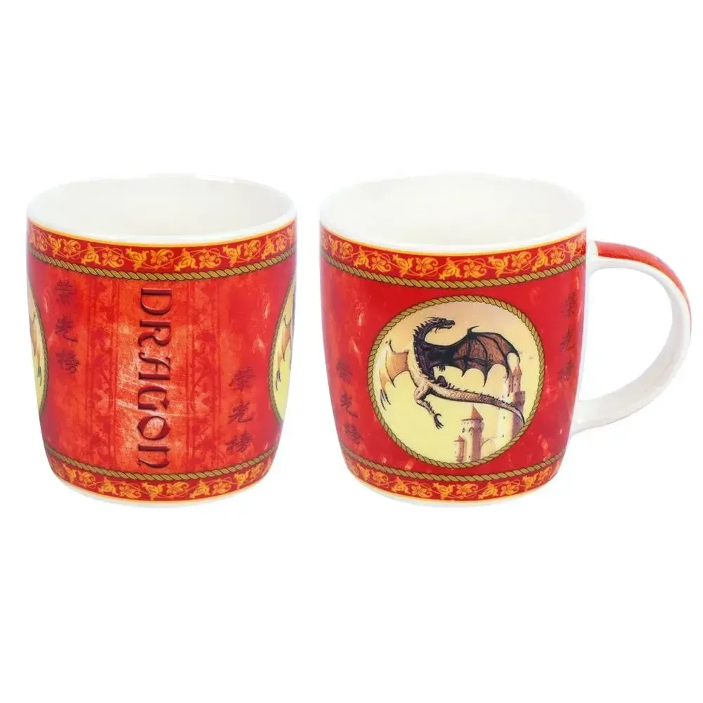 Кружка низк.бочка 340 мл дракон-медальон красный Кружка низк.бочка 340 мл дракон-медальон красный
