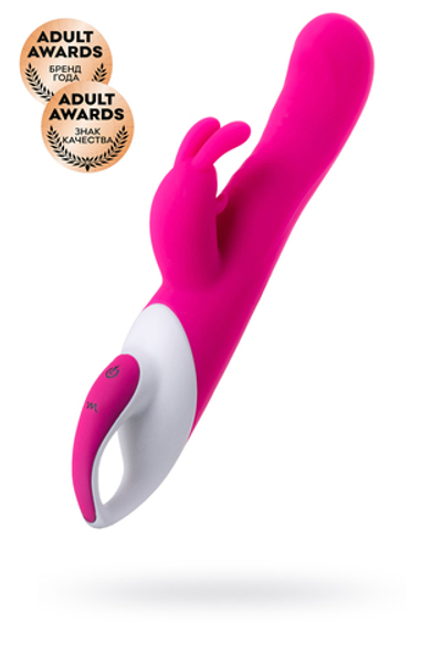 Вибратор с клиторальным стимулятором Elly с подогревом силикон розовый 21,5 см