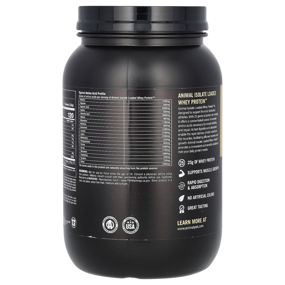 Animal, Изолят, порошок сывороточного протеина, клубника, 907 г (2 фунта)