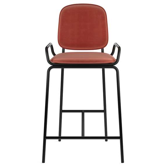 Стул полубарный ror, 2 frame, велюр, черный/темно-красный