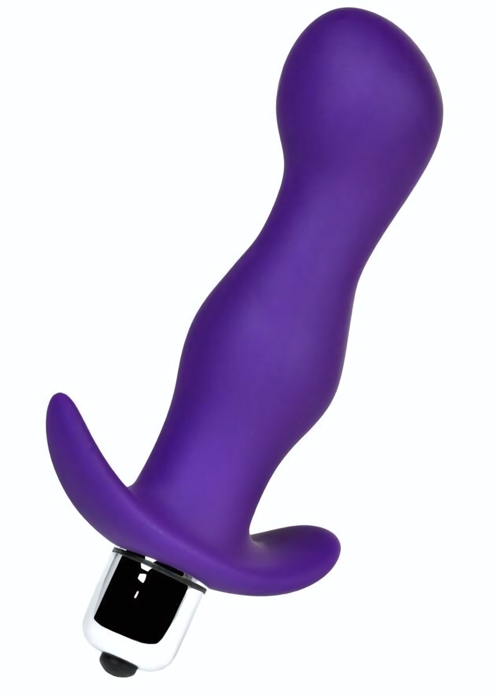 Фиолетовая изогнутая анальная вибропробка - 12,9 см.