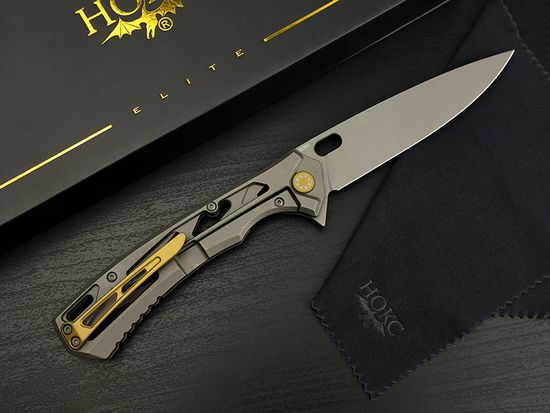 Нож НОКС Майор титановый, серый - сталь М390 серия "Elite" (328-650526)