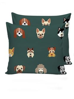 Постельное белье Сказка "Dogs /Жизель" 2-спальный  Наволочка 70х70 см 2 шт  Простынь  240х215 см  Пододеяльник 175х215 см , перкаль