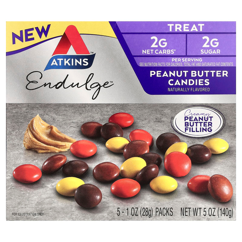 Atkins, Endulge, конфеты с арахисовой пастой, 5 батончиков по 28 г (1 унция)