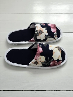 Тапочки хлопковые открытый нос "Акварельные цветы"