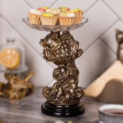 Фруктовница Заветное желание Золото с чашей из стекла