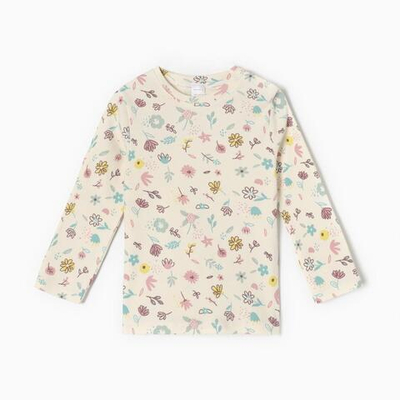 Футболка с дл. рукавом Flower р. 62-68 бежевый 9952953 (Крошка Я), 1 шт.