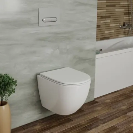 Унитаз подвесной безободковый (торнадо) D&K Matrix DT1396516, сиденье микролифт, белый