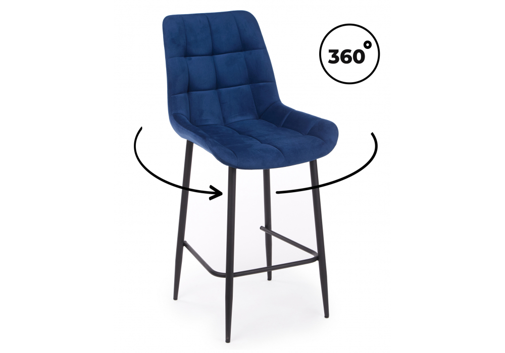 Барный стул Woodville Челси 360 синий (zd 798), черный np, ножки черные