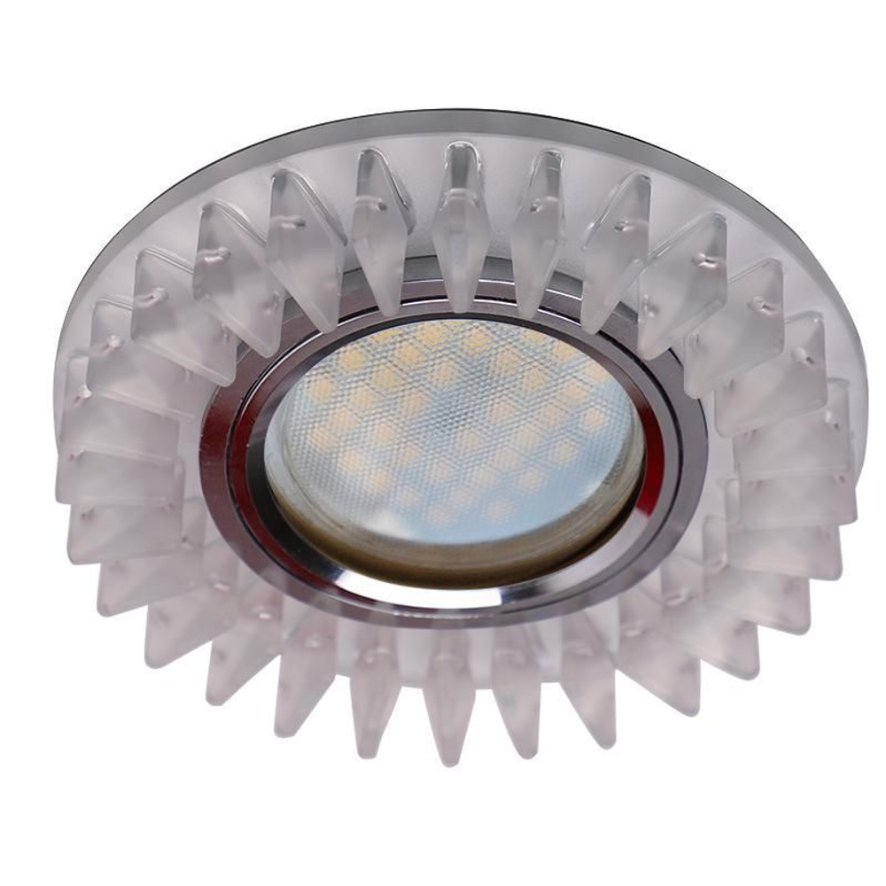 Светильник Ecola MR16 LD1661 3вт. GU5.3 Glass стекло круг с стразами гребенка подсветка, зеркало-хром 42x95 SK16RCEFB