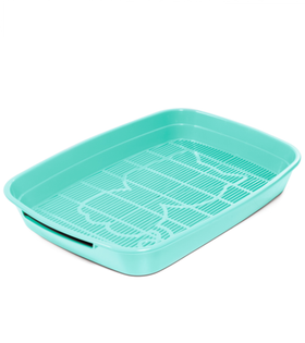 Туалет для кошек с сеткой малый "Леопольд", светло-бирюзовый, 340*260*50мм, Gamma