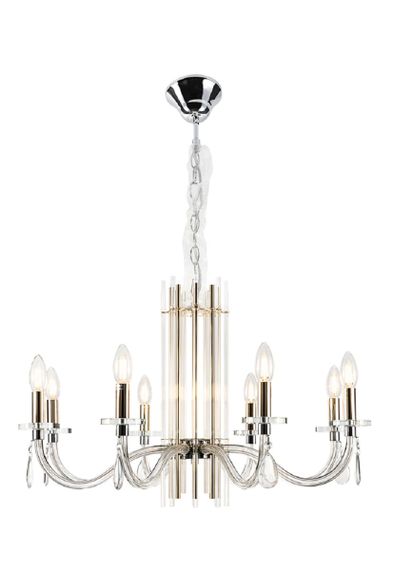 Подвесная люстра Crystal Lux AURELIO SP8 GOLD+CHROME/TRANSPARENT