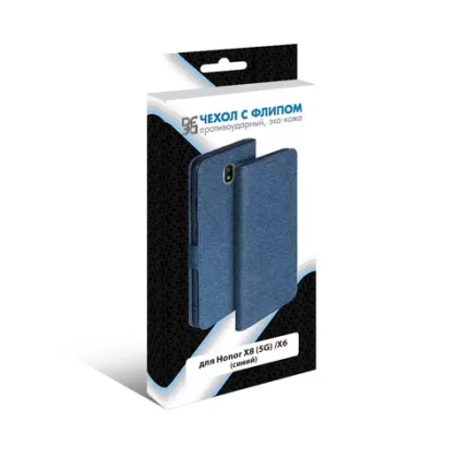 Чехол с флипом для Honor X8 (5G) /X6/70 Lite (5G) DF (blue)
