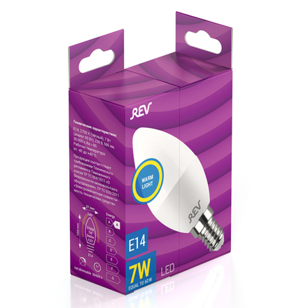 Лампа сд C37 Е14 7W,2700K,теплый свет