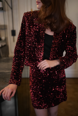 Юбка из пайеток мини красная