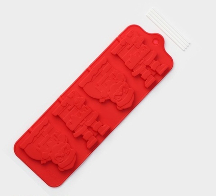 Силиконовая форма для шоколада и леденцов с палочками "Дед Мороз" 36*12см