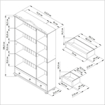 Шкаф витрина 113х32х186, Бритта, стеклянная, для посуды, в гостиную, напольный, массив сосны, 3 двери, Dipriz