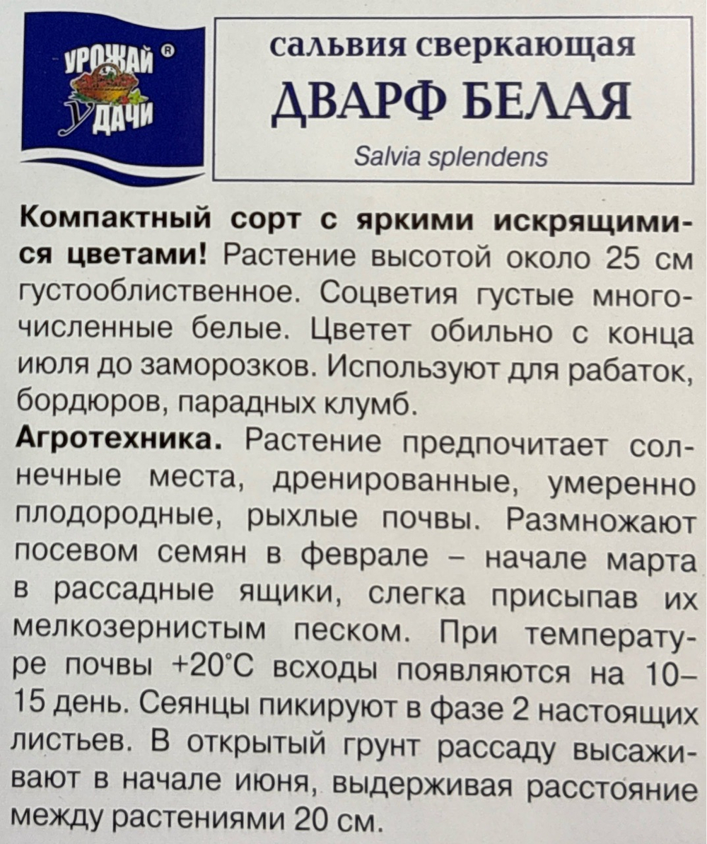 Сальвия Дварф Белая сверк.0,03 г СМЦ-755